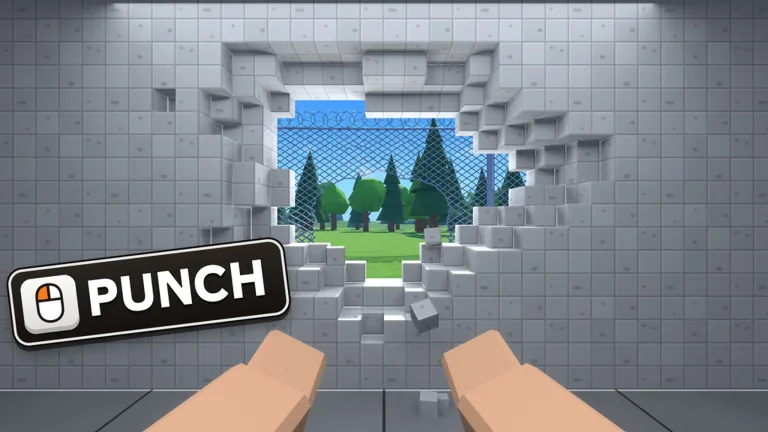 Official Punch to Escape thumbnail: fists punch a hole in a grey prison wall toward the yard